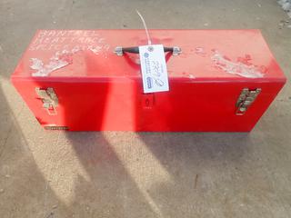 26in X 9in X 9in Storage Box C/w Ridgid Hand Held Cutting Head, Ridgid Pipe Strap, Lass Timkin Bearings, Ridgid Dies And Assorted Tools