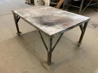 Rolling Steel Table, 5'x 44.5"x 31.5".