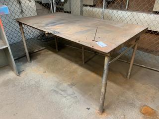 Stationary Steel Table, 6'x 38"x 34.25".
