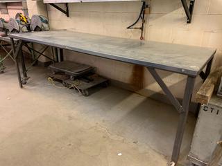 Stationary Steel Table, 117"x 42"x 39".