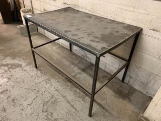 Stationary Steel Table, 48"x 30.75"x 33".
