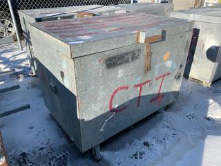 Custom Built Steel Job Box, 48"x 31"x 40", Contents Included.