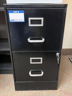 2-Drawer Locking File Cabinet c/w Key, 14.25"22"x27".