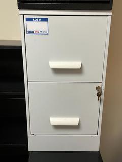 2-Drawer Locking File Cabinet c/w Key, 14.25"18"x27".