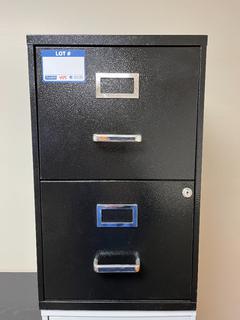 2-Drawer Locking File Cabinet c/w Key, 14.25"18"x23.5".