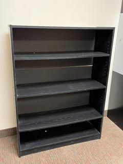 Black 5-Tier Bookcase, 3'x12"x4'.