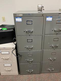 4-Drawer Metal File Cabinet, 18"x28"x51" c/w Attached Pencil Sharpener.