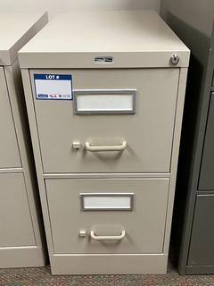 2-Drawer Locking Metal File Cabinet, 18"x27"x29", No Keys.