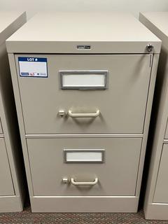 2-Drawer Locking Metal File Cabinet c/w Keys, 15"x27"x29".