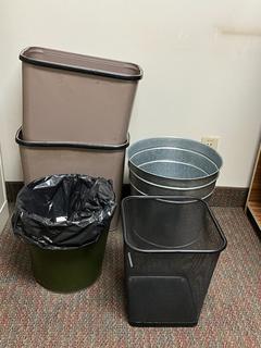 (5) Assorted Metal Garbage Cans.