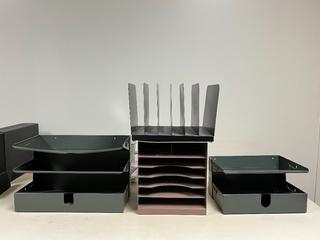 Assorted Metal Office Organizers.