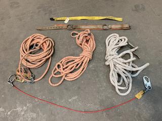 (3) Lifeline Ropes, Cable Sling, Belt & Anchor.