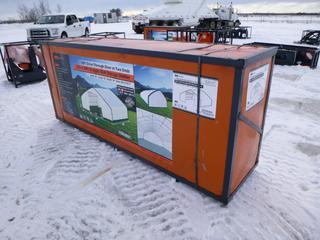 Unused TMG Straight Wall Storage Shelter, Model TMG-ST3050, 30 Ft. x 50 Ft. x 16 Ft, Door Dimensions 13 Ft. x 13 Ft.