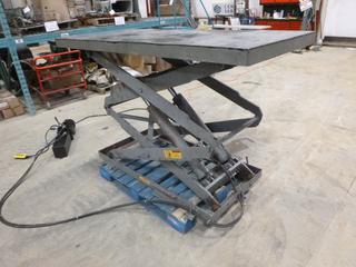 Pentalift Heavy Duty Double Scissor Lift, Model 12DSL36804, Platform Dimensions 80 In. x 36 In., Collapsed Height 12 In., 4000 Lbs. Capacity, 110 Power, S/N 915940232