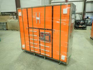 Unused TMG Industrial Multi-Drawer Storage Chest, (12) Drawers, (2) Upright Lockers, (1) Cabinet, 75 lb. Drawer Capacity, 80 In. x 24 In. x 68 In., Model TMG-SC80, SN SC8000288