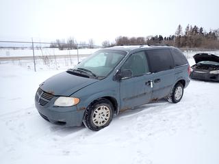 2005 Dodge Caravan c/w 3.3L V6, A/T, A/C, Showing 246,443 Kms, 215/70R15 Tires, VIN 1D4GP25R35B299950 *Note: Major Electrical Issues, Power Steering Issues, Overheating Issues, Damage and Major Rust*