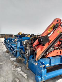 Palfinger 9001-EH c/w 55 Ft. x 9 Ft. Hydraulic Pipe Tub Skid, Hydraulic Power Pack, Hydraulic Outriggers *Note: Located In Nisku, For more Information Contact Justin at 780-887-3082*