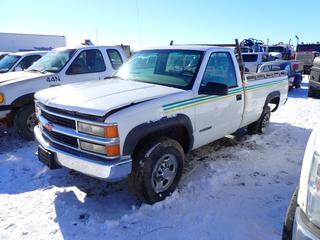 2000 Chevrolet 2500 Single Cab 4X4 Pick Up c/w 5.7L, Showing 157,269 Kms, 245/75R16 Tires, 8 Ft. Box, VIN 1GCGK24R7YR164933 *Note: Parts Only* **Located Offsite at 21220-107 Avenue NW, Edmonton, For More Information Contact Richard at 780-222-8309**