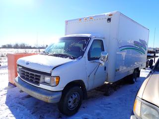 1994 Ford E-350 Cube Van c/w 5.8L, 14 Ft. Transit Inc. Body, Roll-Up Door, Shelving, 255/75R16 Tires, Dually, VIN 1FDKE30H9RHB42830 *Note: Parts Only, Rebuilt Status* **Located Offsite at 21220-107 Avenue NW, Edmonton, For More Information Contact Richard at 780-222-8309**