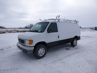 2006 Ford E-250 Cargo Van c/w 4.6L Econoline, A/T, A/C, Roof Rack, Shelving, Showing 295,735 Kms, LT245/75R16 Tires at 40%, VIN 1FTNE24WX6DA30836