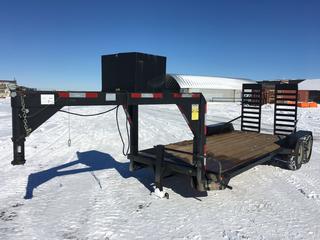 2014 Berkelmans Welding 15' T/A Gooseneck c/w Folding Ramps, Storage Box, 7 Pin Plug, 235/80/16 Tires, VIN 239R3S227EA064001