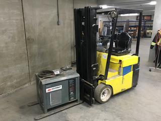 Clark TMG 36 Volt Electric Forklift c/w FOPS, 42" Forks, 3 Stage Mast w/Side Shift, 457/178-308 Solid Tires, Showing 4604 Hours, S/N TMG248-0582-9570KF