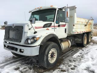 2012 International 7400 Series T/A Gravel Truck c/w Maxforce 7.6L, Allison Auto, A/C, 15' Box, 385/65/22.5 Front, 11R24.5 Rear Tires. VIN 1HTWGAAT1CJ481754