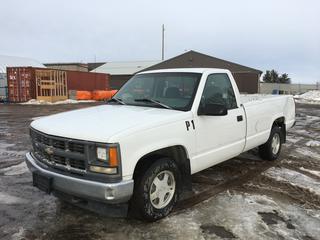 1995 Chev GMT-400 P/U c/w 5.7L V8 Gas, Auto, Two Hitch Receiver, Trailer Brake Module, Showing 229,013 Kms, VIN 1GCEC14K4SZ272676