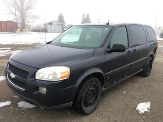 2009 Chev Uplander 7 Seater Van c/w 3.8L V6, Auto, A/C, Showing 282,999 Kms, VIN 1GNDV23139D124280