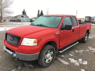 2005 Ford F150 XLT Extended Cab 4x4 P/U c/w 5.4L, Auto, A/C, Box Liner, Showing 241,960 Kms, VIN 1FTVX14575NB16187