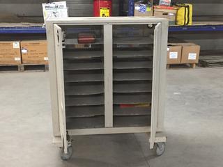 Portable Steel It Storage Cart/Shelf Cabinet w/ Power Cord, 18"W x 36"L x 42"H.