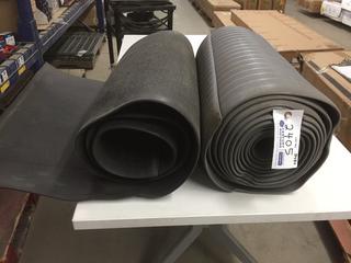 (1) Roll of Rubber Back Floor Matt, Approximatley 24" x 12' and (1) Roll of Rubber Back Floor Matt, Approximatley 24" x 8'.