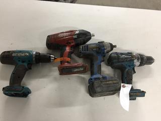 (2) Makita Drills, Hilti Air Wrench *No Batteries* and Mastercraft Air Wrench w/Battery.