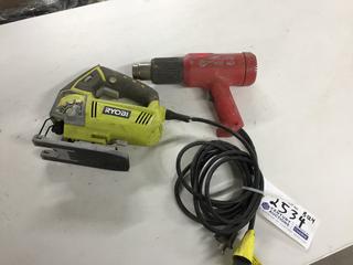 Ryobi Electric Jig Saw and Milwaukee Variable Temp Heat Gun.