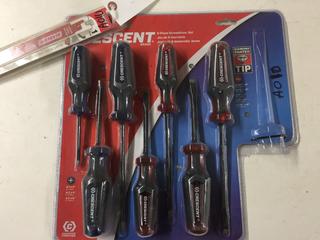 Crescent 8 Piece Screwdriver Set and Diablo 9" Diamond Grit Sawzall Blades.