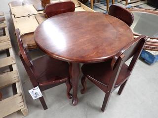 Solid Wood Round Children's Table, 28"D x 21 1/2"H w/ (4) Solid Wood Chairs.