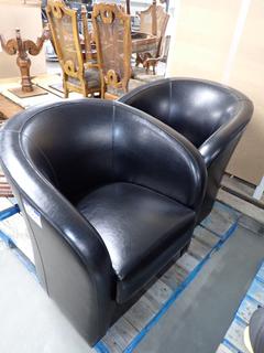 (2) Black Pleather Club Chairs.