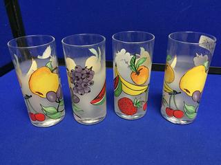 (4) Matching Fruit Glasses.