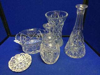 (5) Crystal & Glass Vases & Bowls.