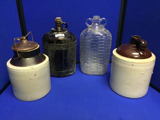 (4) Large Antique Whiskey Canteens.