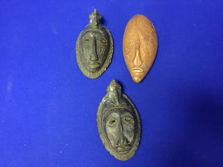 (3) Ceramic Masks. Approximately 5 1/2" x 3".