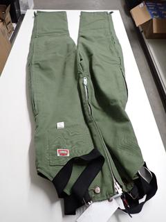 Work King Green Insulated Overalls w/ Leg Zippers. Sizes 28-30.