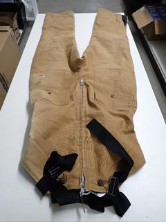 Work King Tan Insulated Overalls w/ Leg Zippers. Sizes Medium.