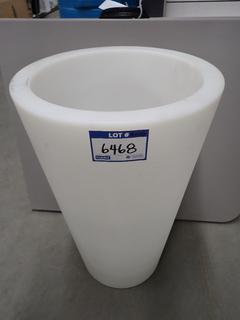 White Plastic Garden Planter, 27 1/2"H x 17"D .