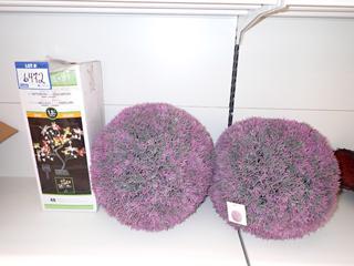 Light-Up Butterfly & Dragonflies Indoor/Outdoor Solar Tree & (2) Topiary Balls In Lavender.