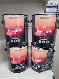 (4) Cans of Coop Imagine Interior Egg Shell Paint & Primer.