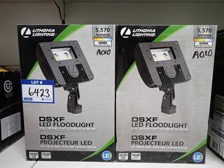 (2) Lithonia Lighting D-Series LED Floodlight, 5570 Lumens, 4000K Natural White.