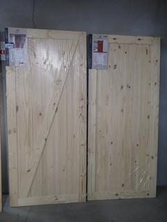 (2) Chalet Natural Knotty Pine Barn Doors, 37" x 84"