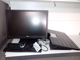 BENQ LED Monitor w/ Logitech K260 Keyboard & Mouse w/ Fellowes Adjustable Footrest.