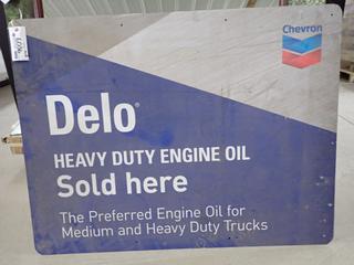 Metal Chevron Delo Heavy Duty Engine Oil Sign, 48" x 36 1/4".